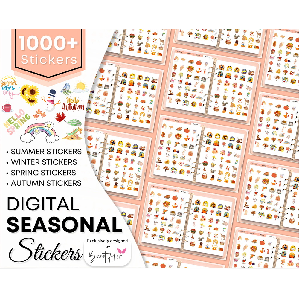 1000+ Seasonal Stickers – BoostHer